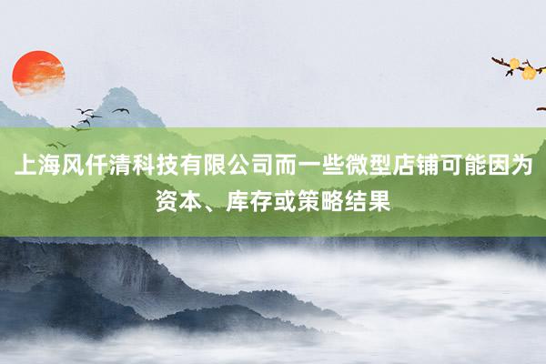 上海风仟清科技有限公司而一些微型店铺可能因为资本、库存或策略结果
