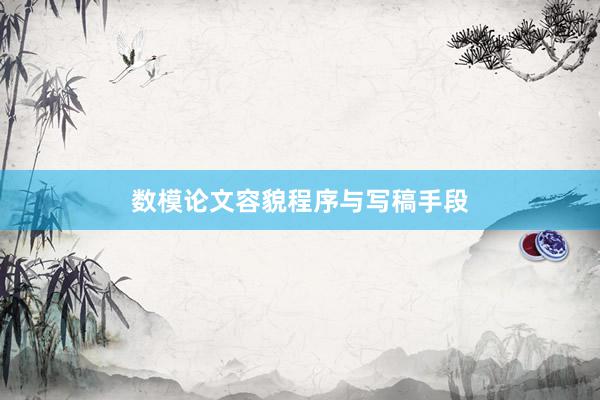 数模论文容貌程序与写稿手段